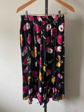 90s Vintage Rinee Adams Floral Butterfly Midi Skirt  Whimsical Cottagecore